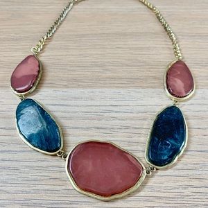 Red and Grey Agate Statement Necklace